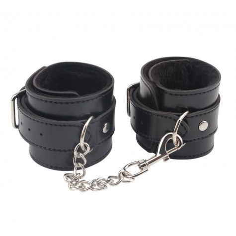 Черные оковы на ноги Obey Me Leather Ankle Cuffs